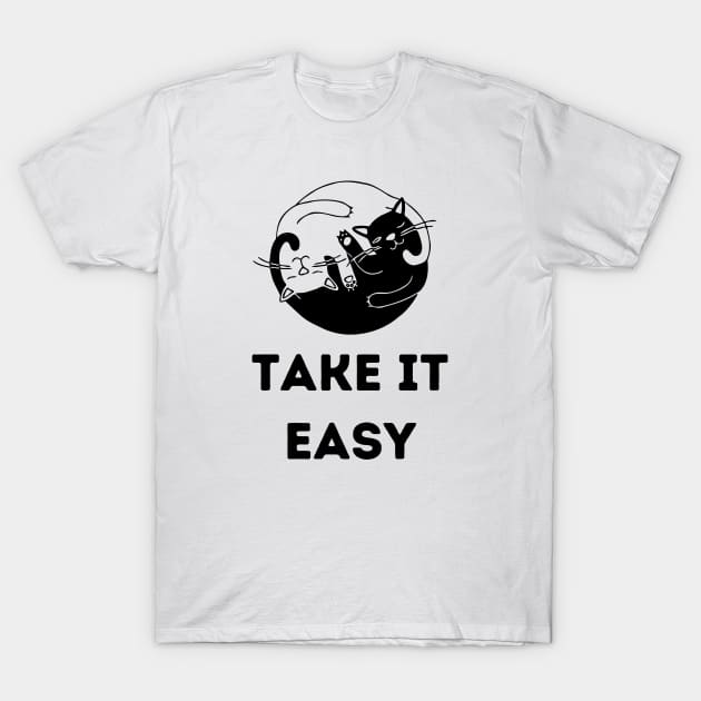 Take it easy yin yang cat T-Shirt by Fun Planet